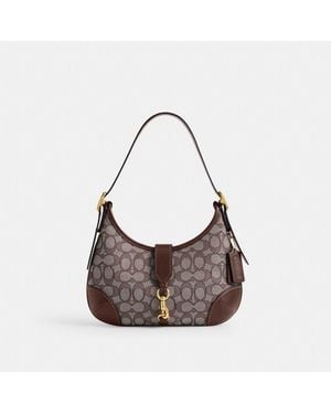 COACH Hamptons Hobo Bag In Signature Jacquard - Brown