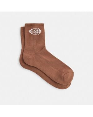 COACH Soho Quarter Crew Socks - Brown