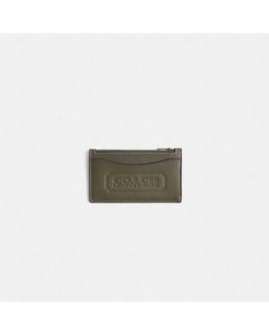 COACH Restored Zip Card Case With Badge - Green