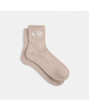COACH Soho Quarter Crew Socks - Natural