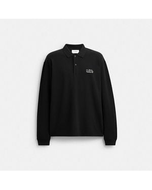 COACH Horse And Carriage Long Sleeve Polo - Black