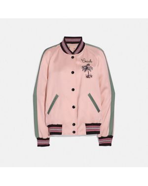 COACH Reversible Satin Bomber Jacket - Pink
