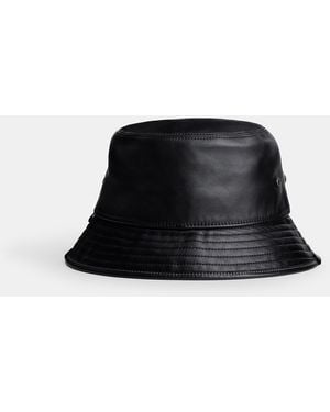 COACH Leather Bucket Hat - Black