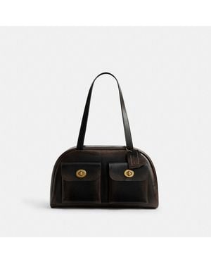 COACH Twin Turnlock Bag In Loved Leather - Black