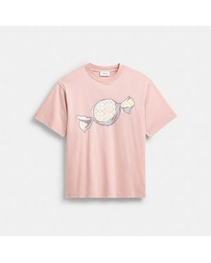 COACH Candy Relaxed T Shirt In Organic Cotton - Pink