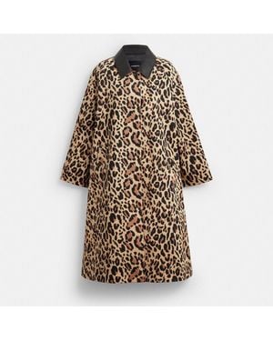 COACH Leopard Print Balmacaan - Natural