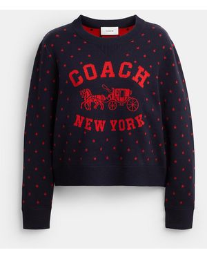 COACH Double Face Crewneck Sweater - Blue