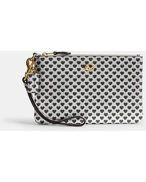 COACH Essential Small Wristlet With Heart Print - Grey