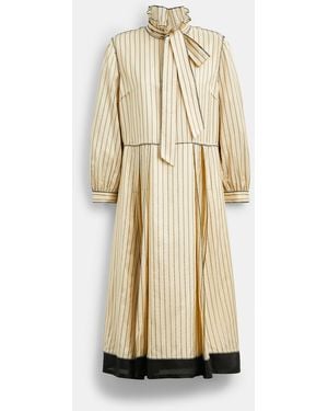 COACH Long Stripe Dress - Natural
