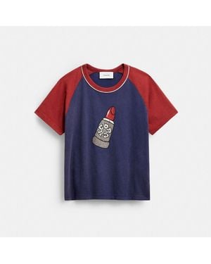 COACH Lipstick Graphic Raglan T Shirt In Organic Cotton - Blue