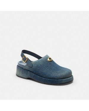 COACH Sculpted C Platform Clog In Loved Denim - Blue