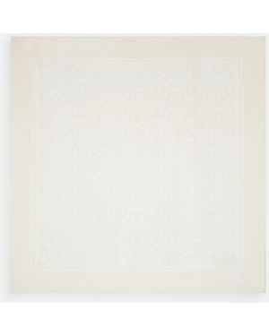 COACH Textured Signature Print Silk Square Scarf - White