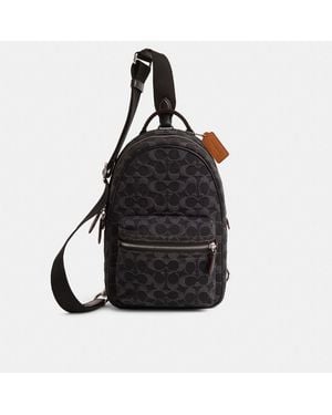 COACH Restored Charter Pack In Signature Denim - Black