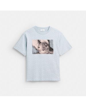 COACH Floppy Signature Relaxed T Shirt - Blue
