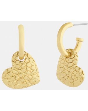 COACH Signature Heart Hoop Earrings - Metallic