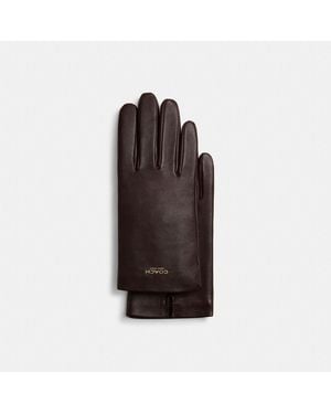 COACH Women's Leather Tech Gloves - Brown