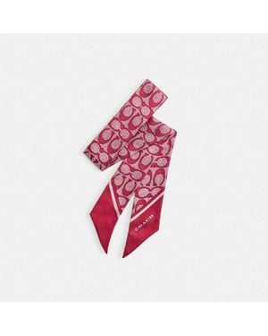 COACH Textured Signature Print Silk Skinny Scarf