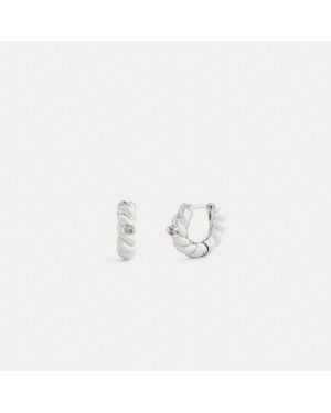 COACH Signature Mini Huggie Earrings - White