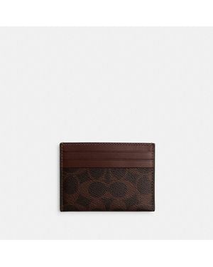 COACH Card Case In Signature Canvas - Brown