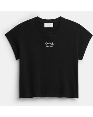 COACH Cap Sleeve Box Crewneck T-Shirt - Black