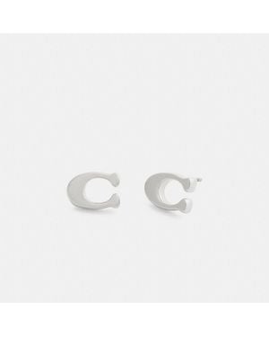 COACH Signature Stud Earrings - White