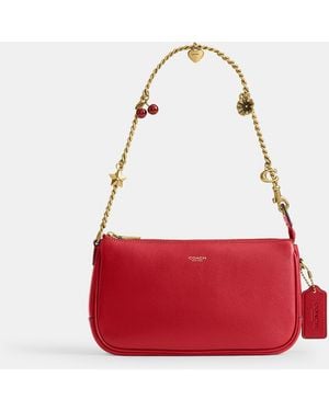 COACH Plaza Bag With Charm Chain Strap - Red