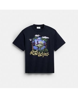 COACH Rexy 10th Birthday Jungle Relaxed T-shirt In Organic Cotton - Blue