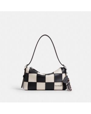 COACH Alter/ego Small Slouchy Shoulder Bag In Checkerboard Upcrafted Leather - Black