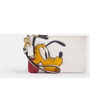 COACH Disney X Essential Small Wristlet With Pluto - Metallic
