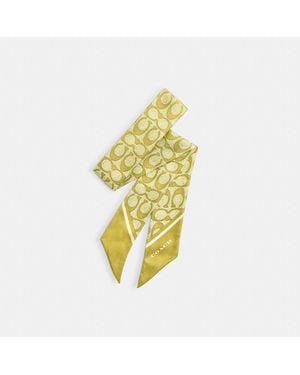 COACH Textured Signature Print Silk Skinny Scarf - Metallic