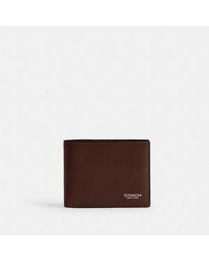 COACH Slim Billfold Wallet Wallet Handbags, Leather - Brown