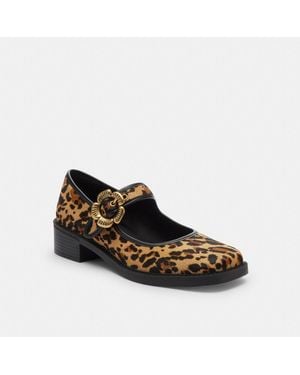 COACH Tea Rose Mary Jane Print Flat - Black