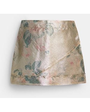 COACH Buy Now Lamé Mini Skirt - Natural
