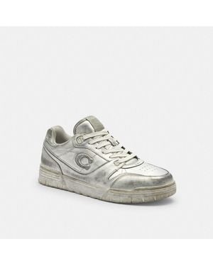 COACH Soho Sneaker In Distressed Metallic Leather - White