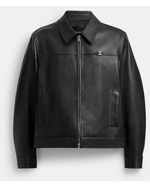 COACH Heritage C Lightweight Leather Jacket - Black