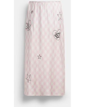 COACH Brain Dead Embroidered Slip Skirt - Pink