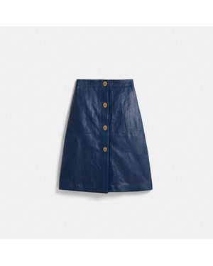 COACH Restored Leather Skirt With Turnlocks - Blue