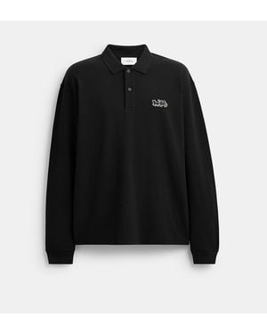 COACH Horse And Carriage Long Sleeve Polo - Black