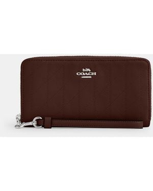 COACH Long Zip Around Wallet With Quilting - Brown