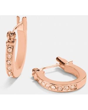 COACH Pavé Signature Huggie Earrings - Metallic