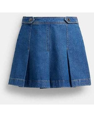 COACH Denim Pleated Skirt - Blue