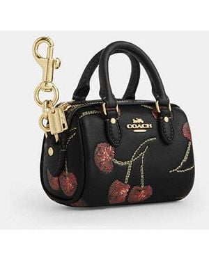 COACH Mini Rowan Bag Charm With Cherry Print - Black