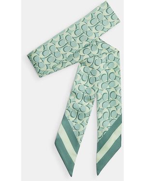 COACH Signature Silk Skinny Scarf - Green