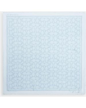 COACH Jumbo Signature Silk Square Scarf - Blue