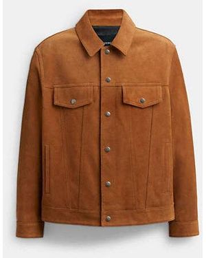 COACH Suede Leather Jacket - Brown