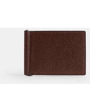 COACH Slim Money Clip Billfold Wallet - Brown