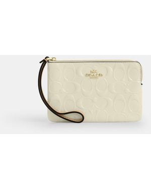 COACH Corner Zip Wristlet - Natural