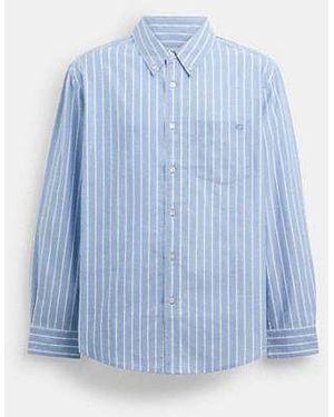 COACH Long Sleeve Button Down Shirt - Blue