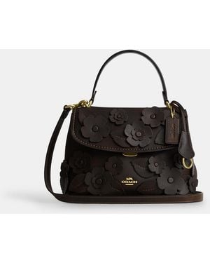 COACH Emory Top Handle Bag With Floral Applique - Black