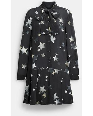 COACH Tie Neck Star Dress - Black